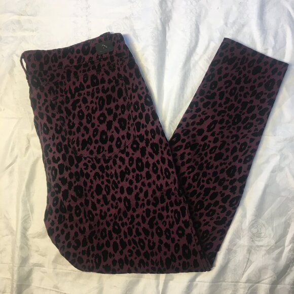 Jordache Jeans Purple Luxe Skinny Cheetah Mid Rise Flocked Black Sz 16 New - Picture 3 of 13